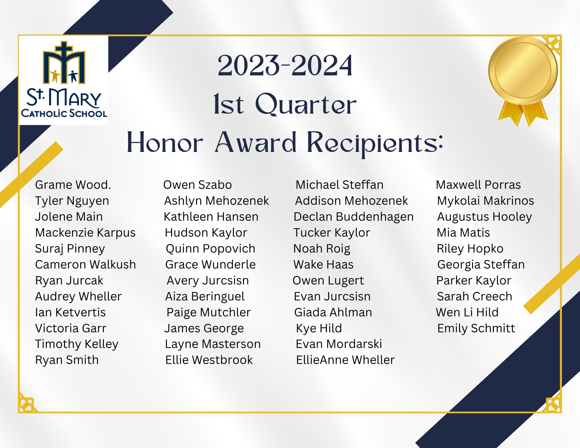 Honor Roll Recipients