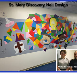 New entryway design to Discovery Hall designed and painted by Mya Tucci and Victoria Goss. 11-2019